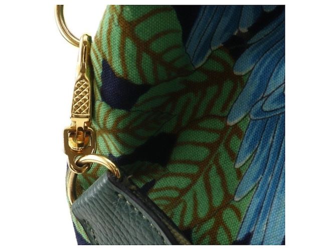 Borsa a Spalla Hermès con Stampa Botanica e di Uccelli Verde - vista 11
