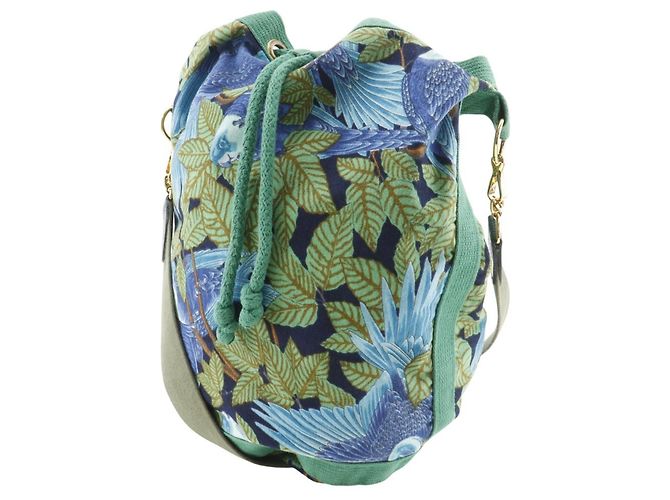 Borsa a Spalla Hermès con Stampa Botanica e di Uccelli Verde - vista 2