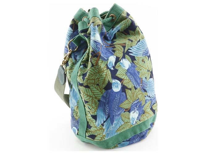 Borsa a Spalla Hermès con Stampa Botanica e di Uccelli Verde - vista 3