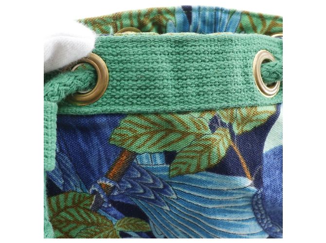 Borsa a Spalla Hermès con Stampa Botanica e di Uccelli Verde - vista 9