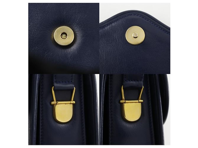 Bolsa de Ombro de Couro de Bezerro Vintage Gucci Azul marinho - vista 13