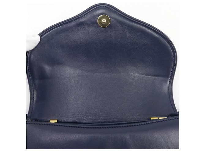 Bolsa de Ombro de Couro de Bezerro Vintage Gucci Azul marinho - vista 15