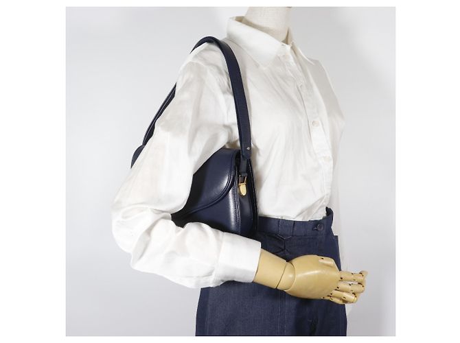 Bolsa de Ombro de Couro de Bezerro Vintage Gucci Azul marinho - vista 18