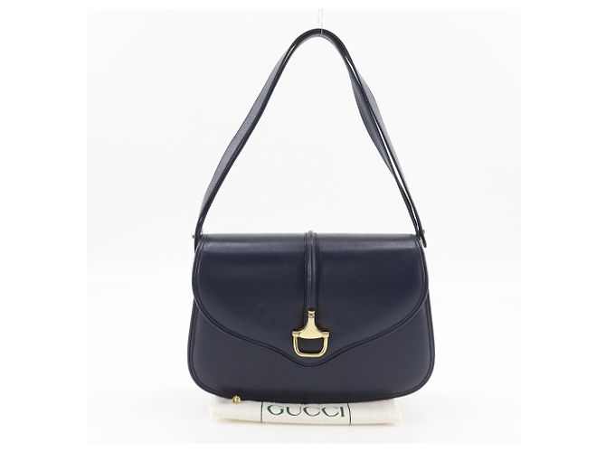Bolsa de Ombro de Couro de Bezerro Vintage Gucci Azul marinho - vista 19