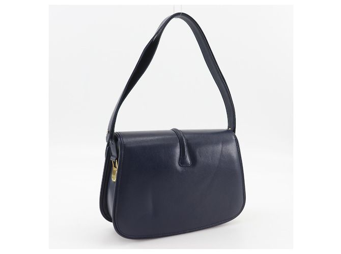 Bolsa de Ombro de Couro de Bezerro Vintage Gucci Azul marinho - vista 3