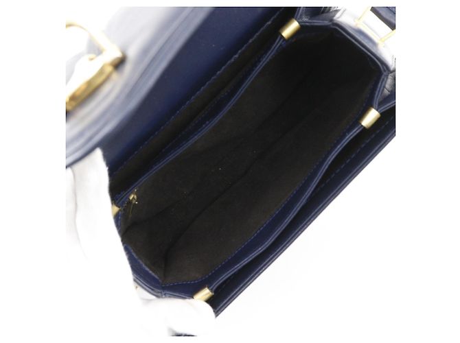 Bolsa de Ombro de Couro de Bezerro Vintage Gucci Azul marinho - vista 6