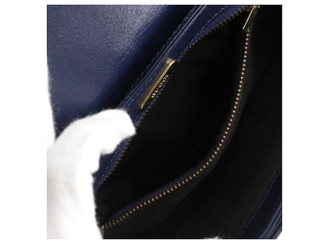 Bolsa de Ombro de Couro de Bezerro Vintage Gucci Azul marinho - vista 7
