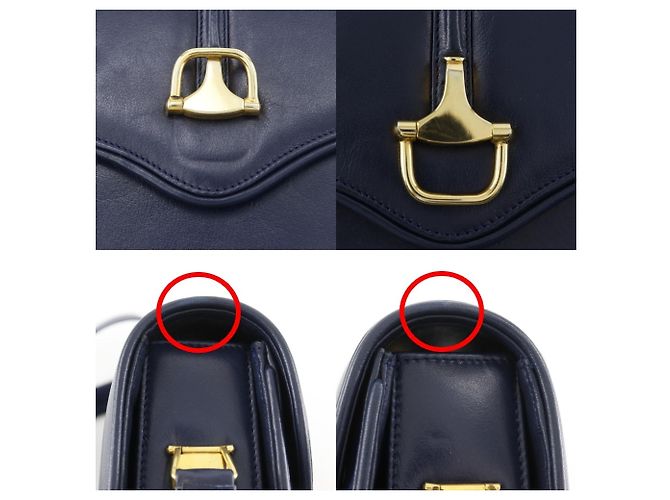 Bolsa de Ombro de Couro de Bezerro Vintage Gucci Azul marinho - vista 8