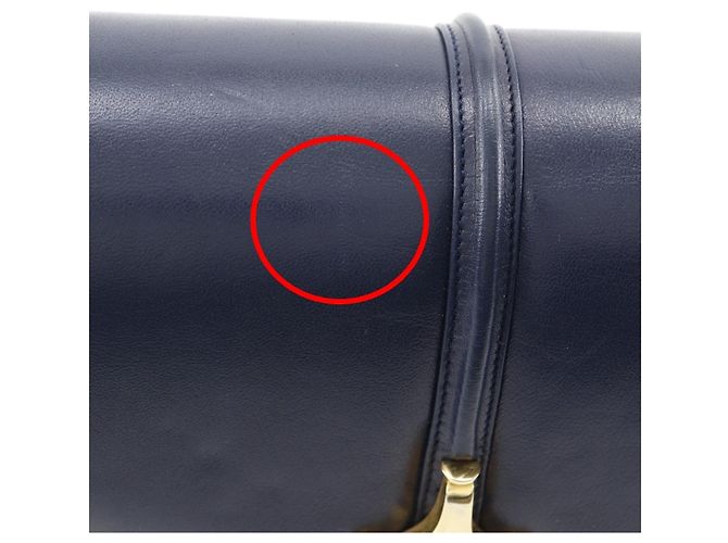 Bolsa de Ombro de Couro de Bezerro Vintage Gucci Azul marinho - vista 9