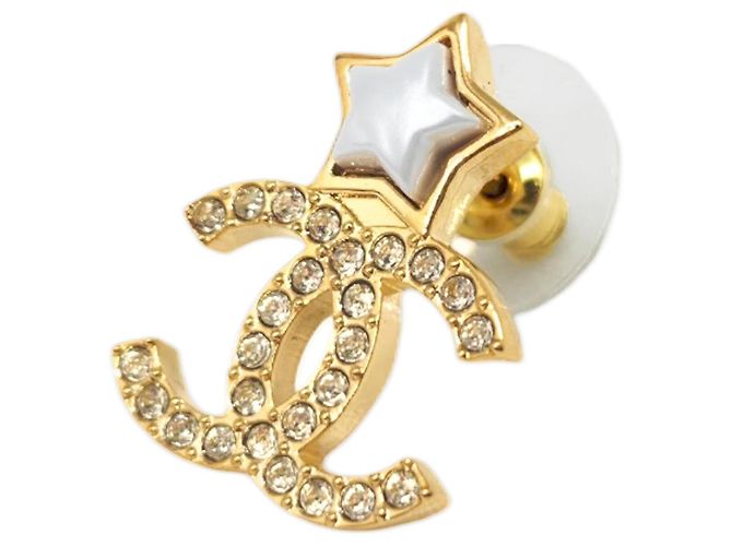 Orecchini a stella dorati e bianchi Chanel Bianco D'oro - vista 2