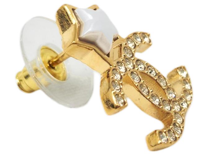 Orecchini a stella dorati e bianchi Chanel Bianco D'oro - vista 3