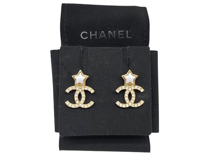 Orecchini a stella dorati e bianchi Chanel Bianco D'oro - vista 7