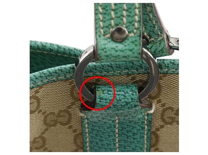 Gucci GG Canvas Tote Bag Beige Grün - Ansicht 12