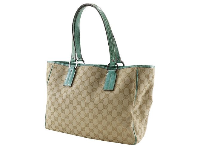 Gucci GG Canvas Tote Bag Beige Grün - Ansicht 2