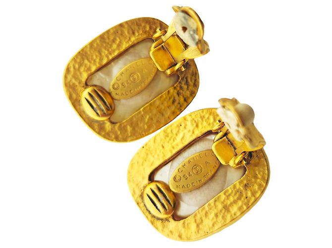 Orecchini a clip in oro Chanel Coco Mark Bianco D'oro - vista 5