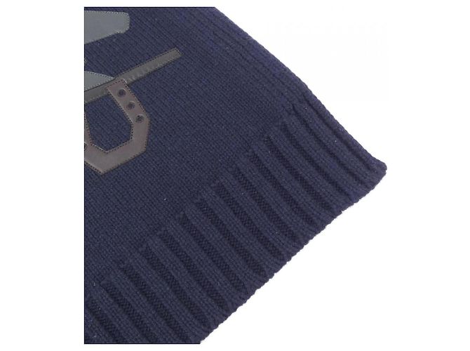 Stola in seta e cashmere blu navy Hermès - vista 2