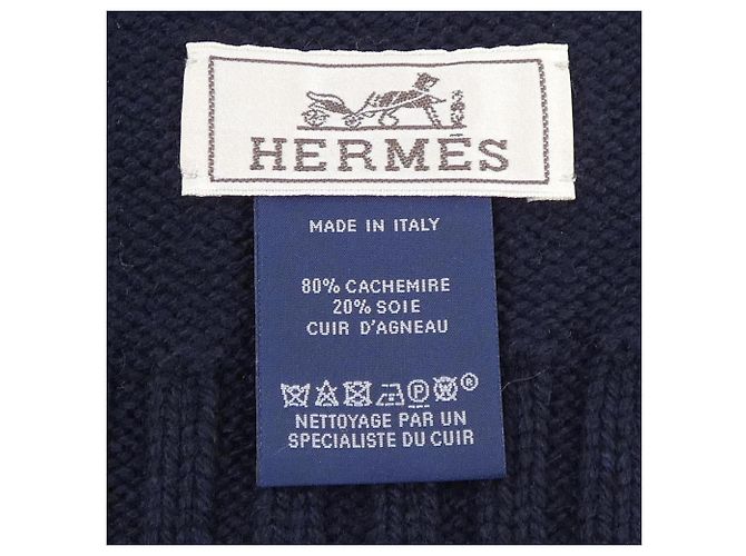 Stola in seta e cashmere blu navy Hermès - vista 3