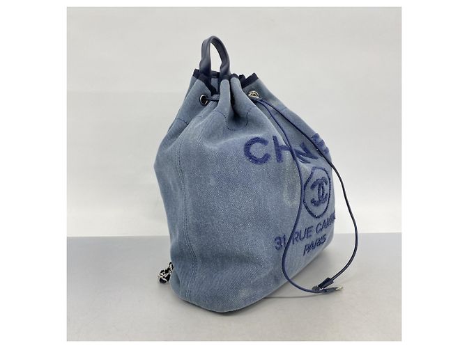 Chanel Deauville Denim Rucksack Blau Marineblau - Ansicht 2