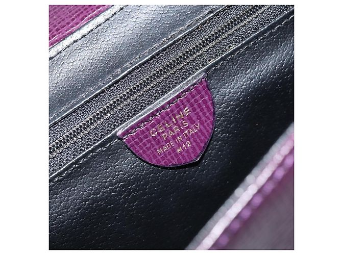 Céline Borsa a spalla in pelle con logo circolare Celine Porpora - vista 6