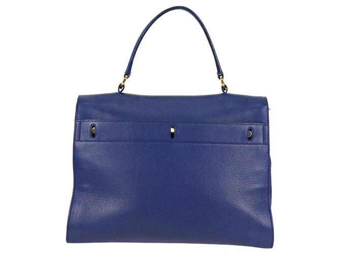 Saint Laurent Muse Two Tasche aus Leder mit Canvas Medium Blau - Ansicht 2