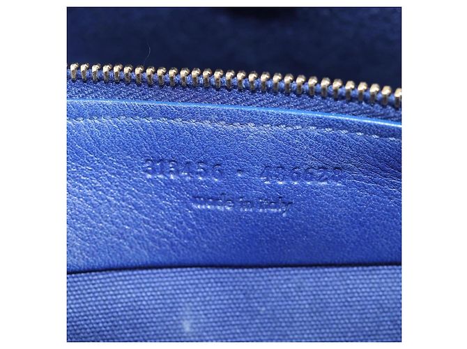Saint Laurent Muse Two Tasche aus Leder mit Canvas Medium Blau - Ansicht 7