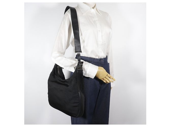 Gucci Nylon Canvas Schultertasche Schwarz - Ansicht 14