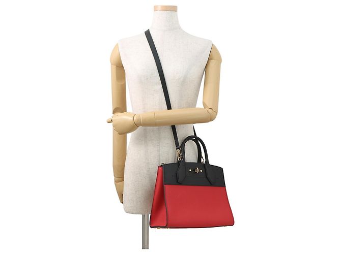 Borsa a mano in pelle PM City Steamer Louis Vuitton Nero Rosso - vista 5