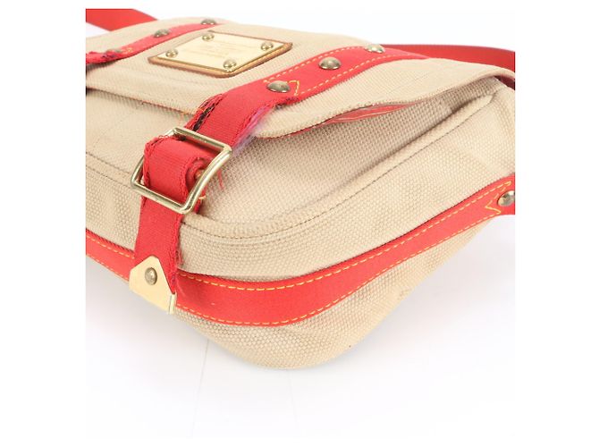 Bolsa de Ombro Louis Vuitton Antigua Besas PM Vermelho Bege - vista 5