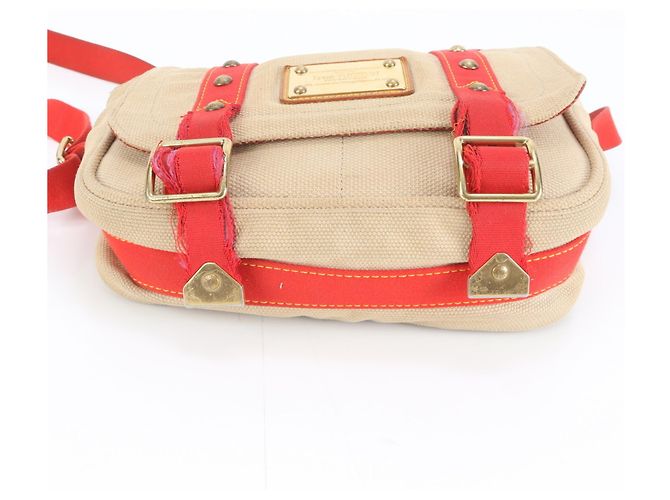 Bolsa de Ombro Louis Vuitton Antigua Besas PM Vermelho Bege - vista 6