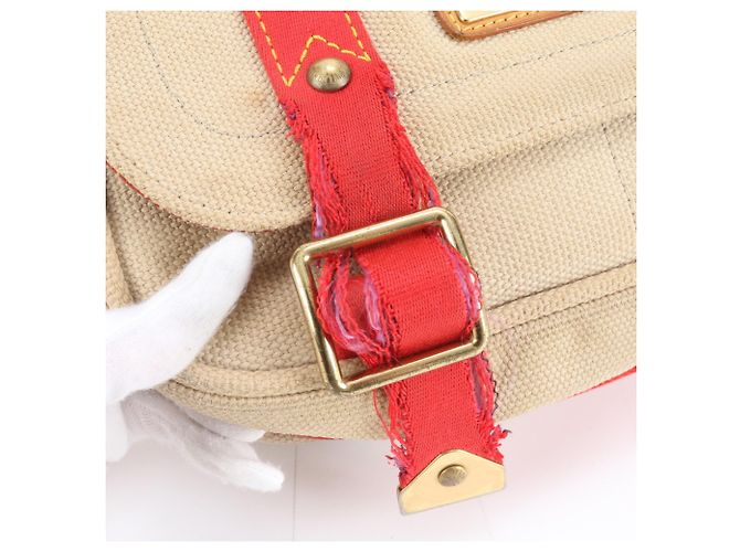 Bolsa de Ombro Louis Vuitton Antigua Besas PM Vermelho Bege - vista 7