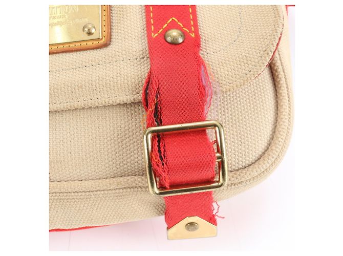Bolsa de Ombro Louis Vuitton Antigua Besas PM Vermelho Bege - vista 8