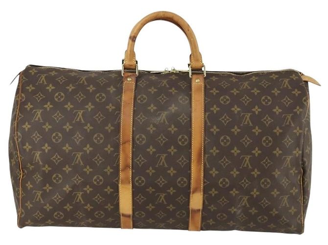 Borsa Keepall Louis Vuitton in tela Monogram 55 Marrone - vista 2