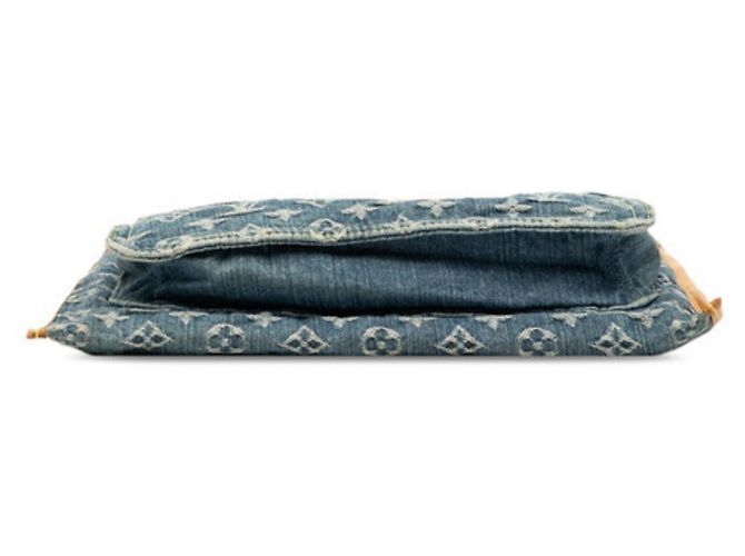 Borsa tote piatta in denim Monogram Louis Vuitton Blu - vista 3