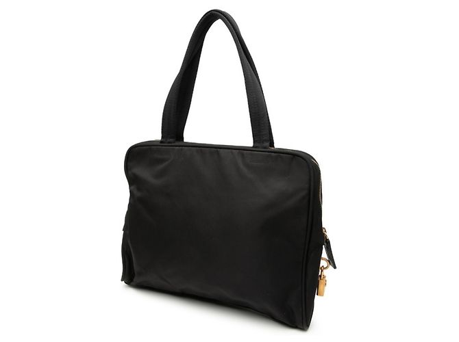 Borsa tote con placca logo triangolo Prada Nero - vista 2
