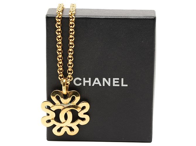 Collana Vintage Placcata Oro Chanel Coco Mark D'oro - vista 5