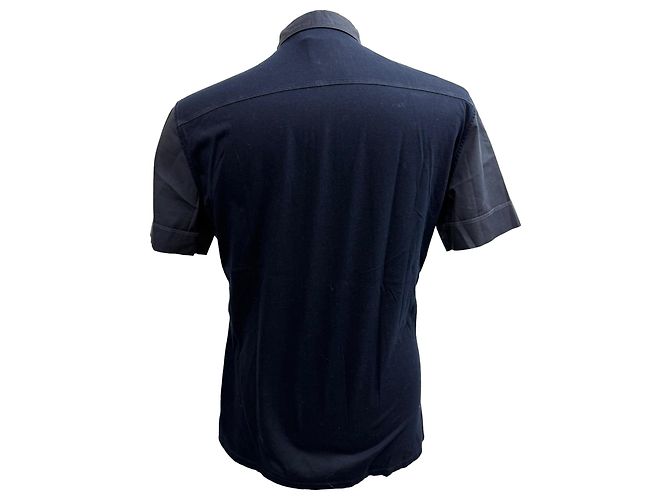Ermenegildo Zegna Camicia a maniche corte a pannelli Z Zegna in cotone blu navy - vista 3