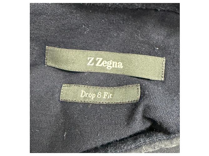 Ermenegildo Zegna Camicia a maniche corte a pannelli Z Zegna in cotone blu navy - vista 4