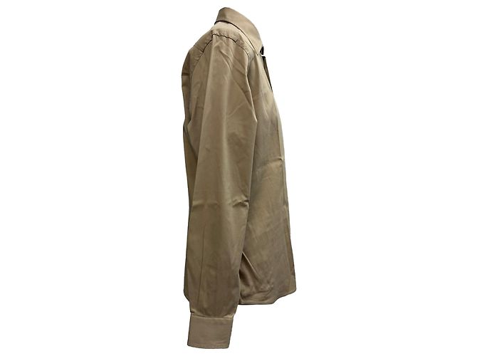 Camicia a maniche lunghe con bottoni Prada in cotone beige - vista 2