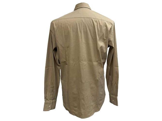 Camicia a maniche lunghe con bottoni Prada in cotone beige - vista 3