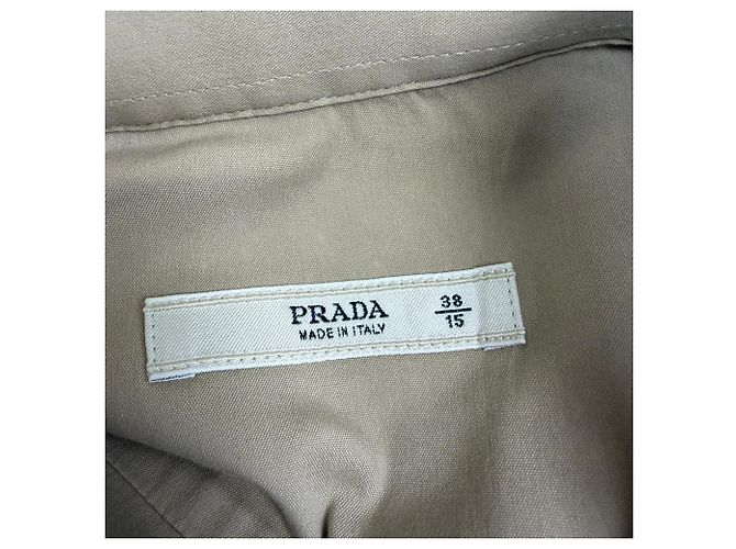 Camicia a maniche lunghe con bottoni Prada in cotone beige - vista 4