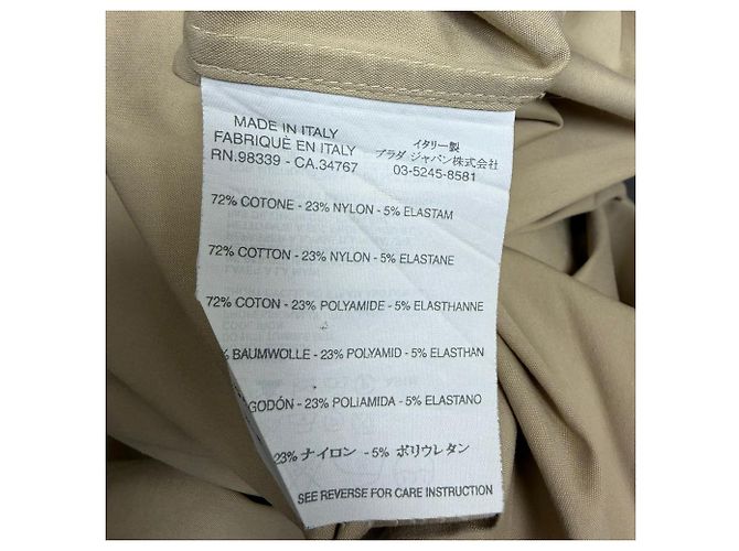 Camicia a maniche lunghe con bottoni Prada in cotone beige - vista 5