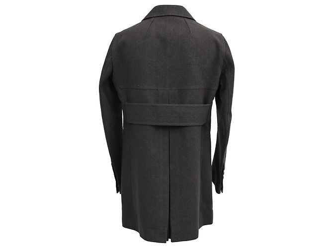 Rick Owens Double-Breasted Peacoat in Dark Grey Wool - view 5