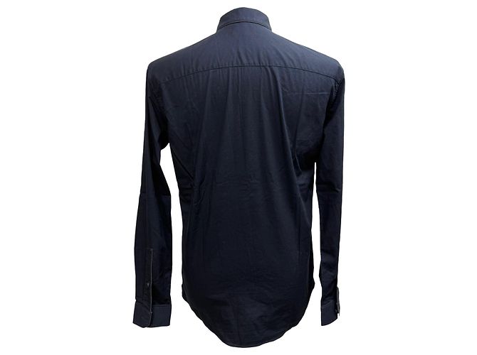 Ermenegildo Zegna Camicia a maniche lunghe con bottoni Z Zegna in cotone blu navy - vista 3