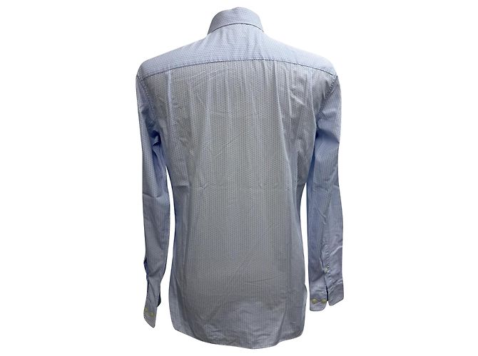 Ermenegildo Zegna Camicia a maniche lunghe con bottoni Z Zegna stampata in cotone azzurro - vista 3