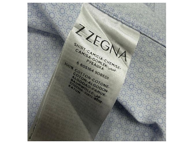 Ermenegildo Zegna Camicia a maniche lunghe con bottoni Z Zegna stampata in cotone azzurro - vista 5