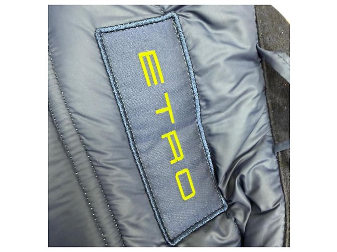 Etro Paisley Print Padded Jacket in Navy Blue Wool - view 4