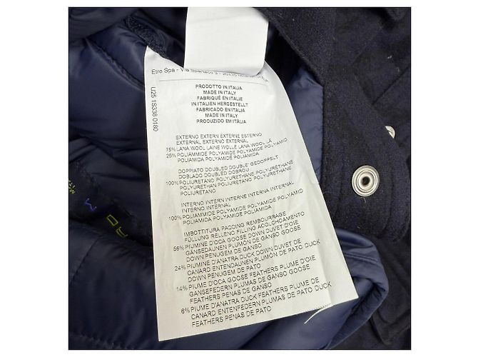 Etro Paisley Print Padded Jacket in Navy Blue Wool - view 5