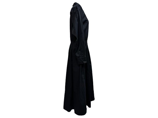 Abito camicia midi a maniche lunghe Elenor in cotone nero di Tory Burch - vista 2