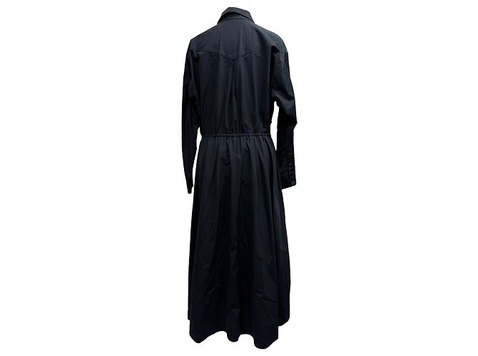 Abito camicia midi a maniche lunghe Elenor in cotone nero di Tory Burch - vista 3