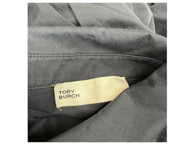 Abito camicia midi a maniche lunghe Elenor in cotone nero di Tory Burch - vista 4